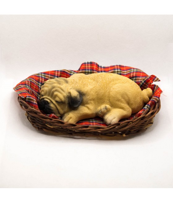 Παγκ (Pug) που κοιμάται σε καλάθι