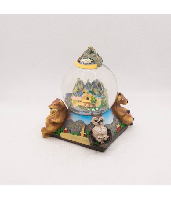 Χιονόμπαλα με σαλέ και ζωάκια