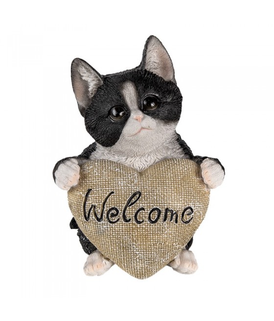 Γατάκι ασπρόμαυρο με καρδιά "Welcome"