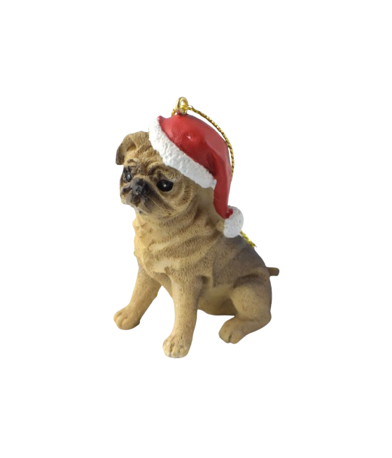 Παγκ (Pug) σκύλος, με σκουφάκι, κρεμαστό στολίδι